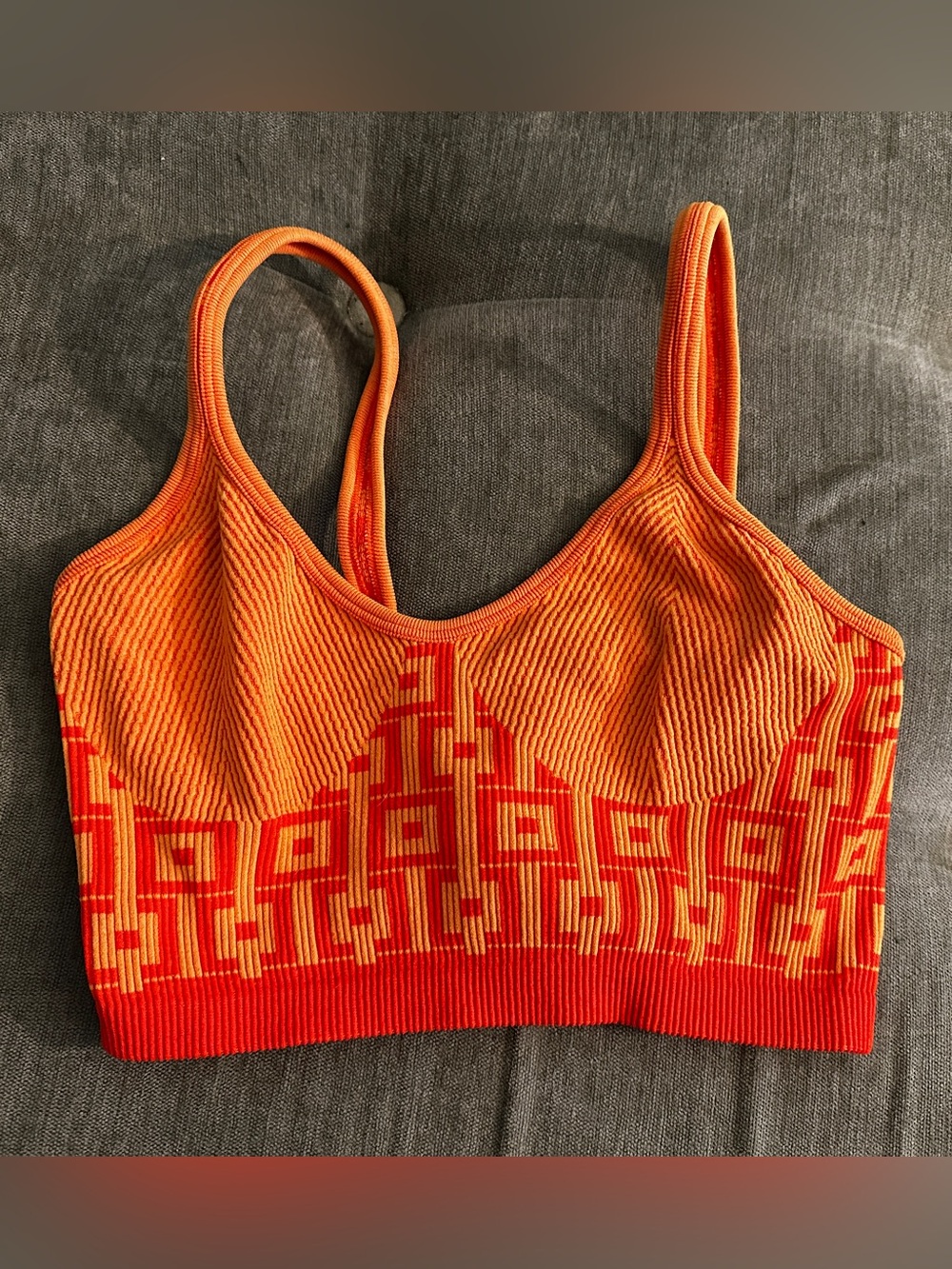Orange Geometric Knit Top